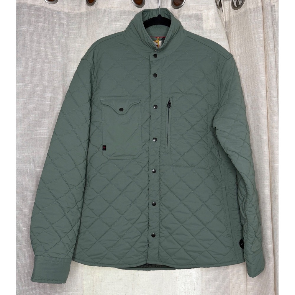 NWT Relwen Windzip Shirt Jacket Snap Buttons Quilted Muted Olive Green Large